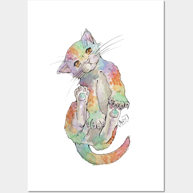 Rainbow Kitten Wall Art by Aqutalion